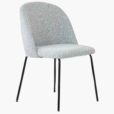Merino Dining Chair Grey Boucle Fabric & Black Legs