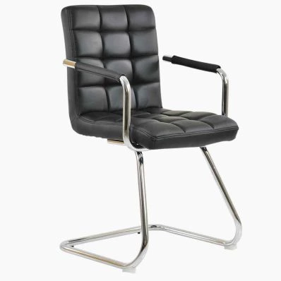 Miami Office Chair Black Faux Leather & Chrome Base