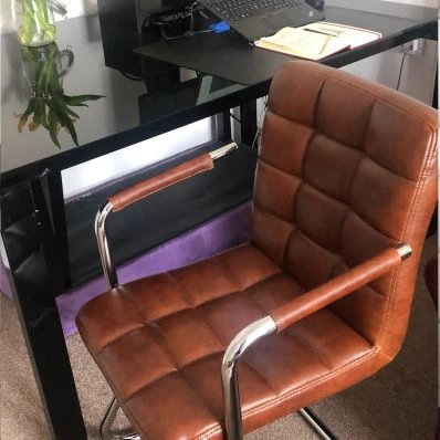Miami Office Chair Vintage Brown Faux Leather & Chrome