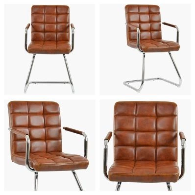 Miami Office Chair Vintage Brown Faux Leather & Chrome