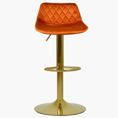 Modena Bar Stool Burnt Orange Velvet & Gold Base