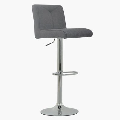 Monaco Bar Stool Grey Fabric & Chrome Base