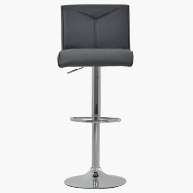 Monaco Bar Stool Dark Grey Leather & Chrome Base