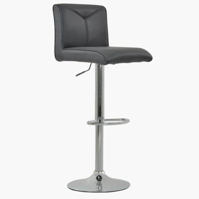 Monaco Bar Stool Dark Grey Leather & Chrome Base