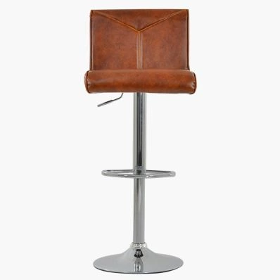 Monaco Bar Stool Tan Brown Leather & Chrome Base
