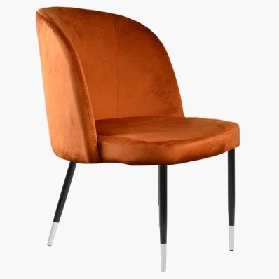 Montadale Dining Chair Burnt Orange Velvet & Black \ Silver Legs