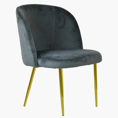 Montadale Dining Chair Dark Grey Velvet & Gold Legs