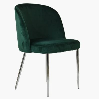 Montadale Dining Chair Green Velvet & Chrome Legs