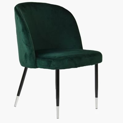 Montadale Dining Chair Green Velvet & Black \ Silver Legs