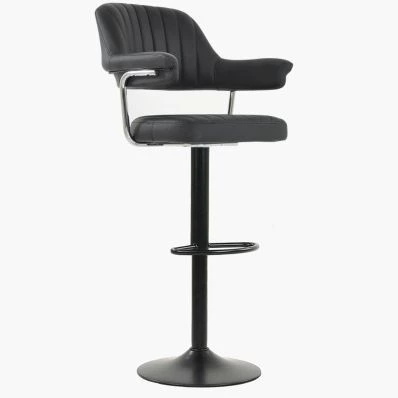 Nova Bar Stool Black Leather & Black Base