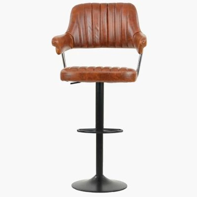 Nova Bar Stool Tan Brown Leather & Black Base