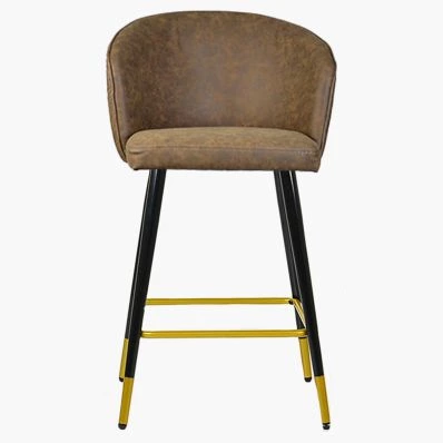 Novara Bar Stool Aged Brown Leather & Black \ Gold Leg