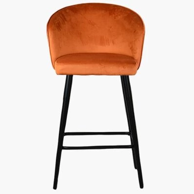 Novara Bar Stool Burnt Orange Velvet & Black Leg