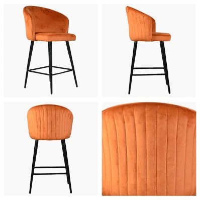 Novara Bar Stool Burnt Orange Velvet & Black Leg