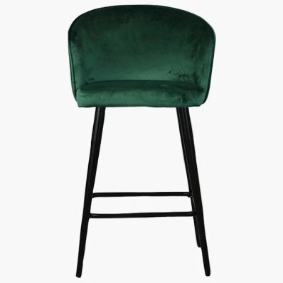 Novara Bar Stool Emerald Green Velvet & Black Leg