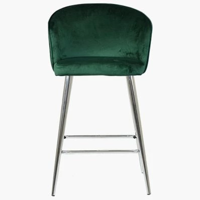 Novara Bar Stool Emerald Green Velvet & Chrome Leg