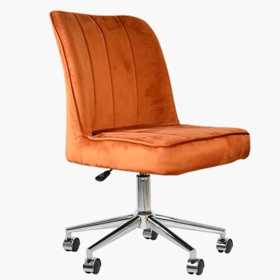 Oblek Office Chair Burnt Orange Velvet & Chrome