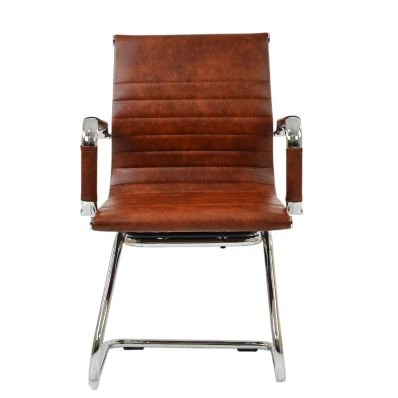 Howden Office Chair Vintage Tan Brown Faux Leather & Chrome Base