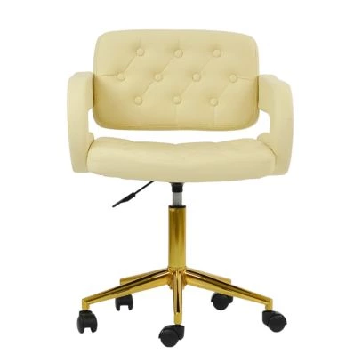 Sindy Office Chair Cream Leather & Gold stanford