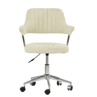 Yale Office Chair Natural Cream Fabric & Chrome