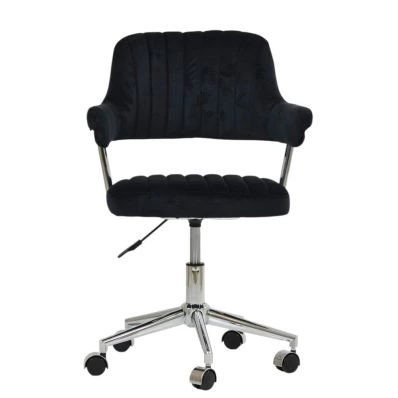 Yale Office Chair Black Velvet & Chrome