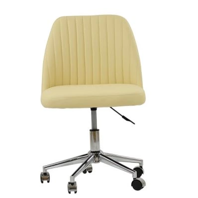 Danbury Office Chair Cream Leather & Chrome