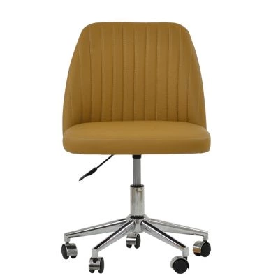 Danbury Office Chair Light Tan Brown Leather & Chrome