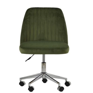 Danbury Office Chair Olive Green Velvet & Chrome