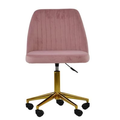 Danbury Office Chair Pink Velvet & Gold