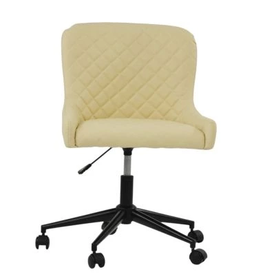 Heron Office Chair Cream Leather & Black