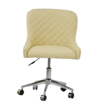 Heron Office Chair Cream Leather & Chrome