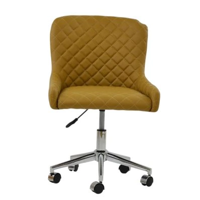 Heron Office Chair Light Tan Brown Leather & Chrome