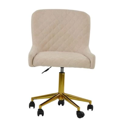 Heron Office Chair Natural Cream Fabric & Gold