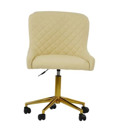 Heron Office Chair Cream Leather & Gold
