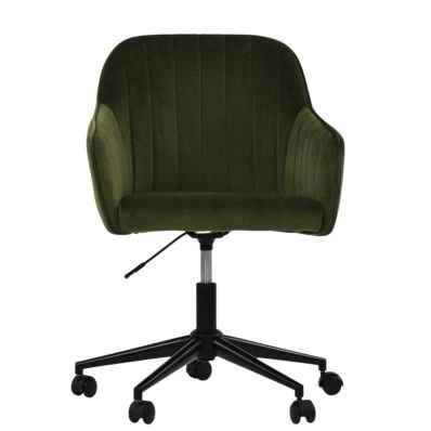 Lule Office Chair Olive Green Velvet & Black
