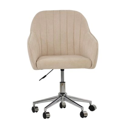 Lule Office Chair Natural Cream Fabric & Chrome