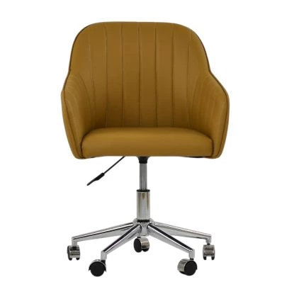 Lule Office Chair Light Tan Brown Leather & Chrome