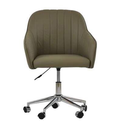 Lule Office Chair Taupe Leather & Chrome
