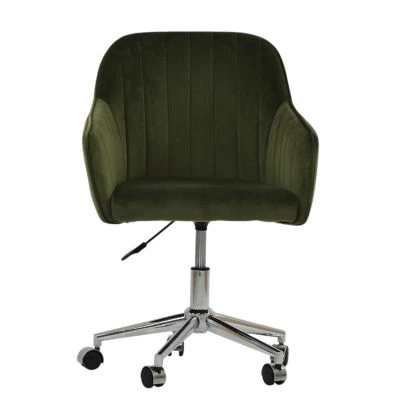 Lule Office Chair Olive Green Velvet & Chrome