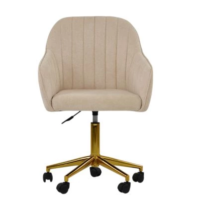 Lule Office Chair Natural Cream Fabric & Gold