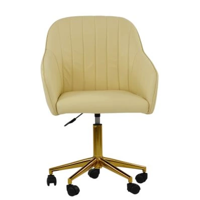 Lule Office Chair Cream Leather & Gold