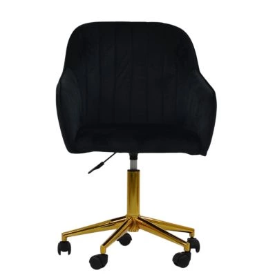 Lule Office Chair Black Velvet & Gold