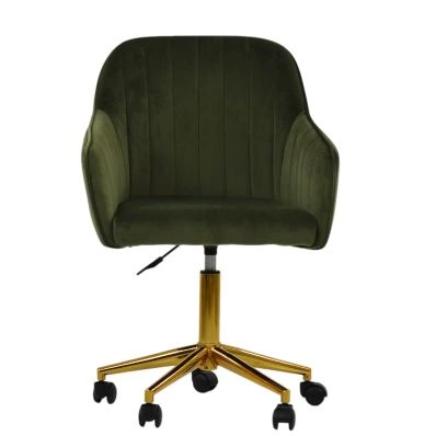 Lule Office Chair Olive Green Velvet & Gold