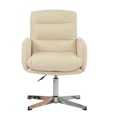 Katarni Office Chair Cream Leather & Chrome