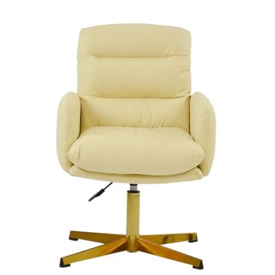 Katarni Office Chair Cream Leather & Gold