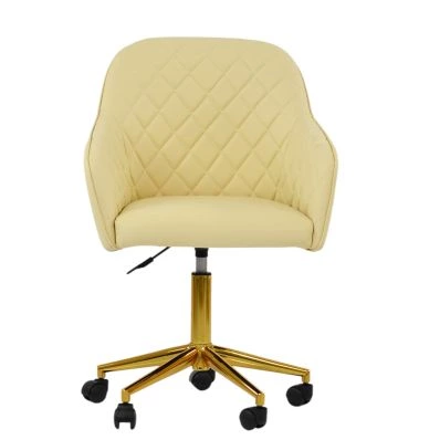 Opus Office Chair Cream Leather & Gold