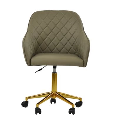 Opus Office Chair Taupe Leather & Gold