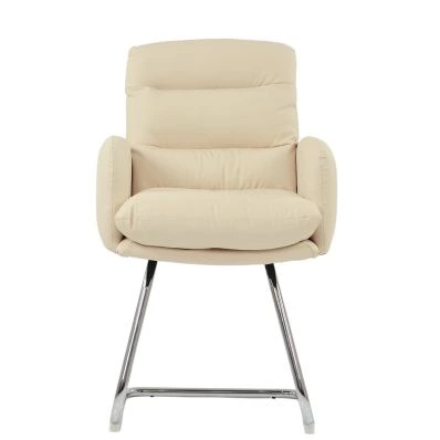 Nikan Office Chair Cream Leather & Chrome