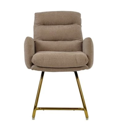 Nikan Office Chair Fawn Brown Fabric & Gold
