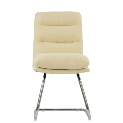Flame Office Chair Cream Boucle Fabric & Chrome